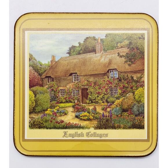 Vintage Pimpernel Acrylic Cork Square Coasters Set of 6 Cottages 4"x 4" England - Picture 2 of 10